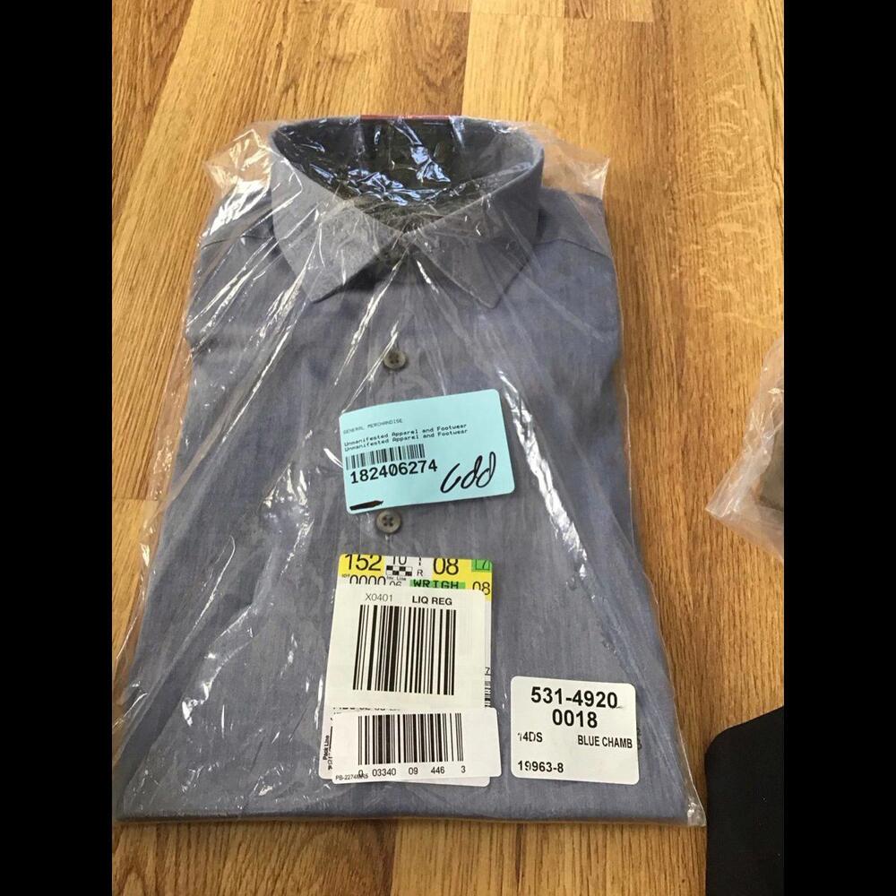 J ferrar men’s dress shirt, new, blue chambray, small, slim, ultra, jcpenny